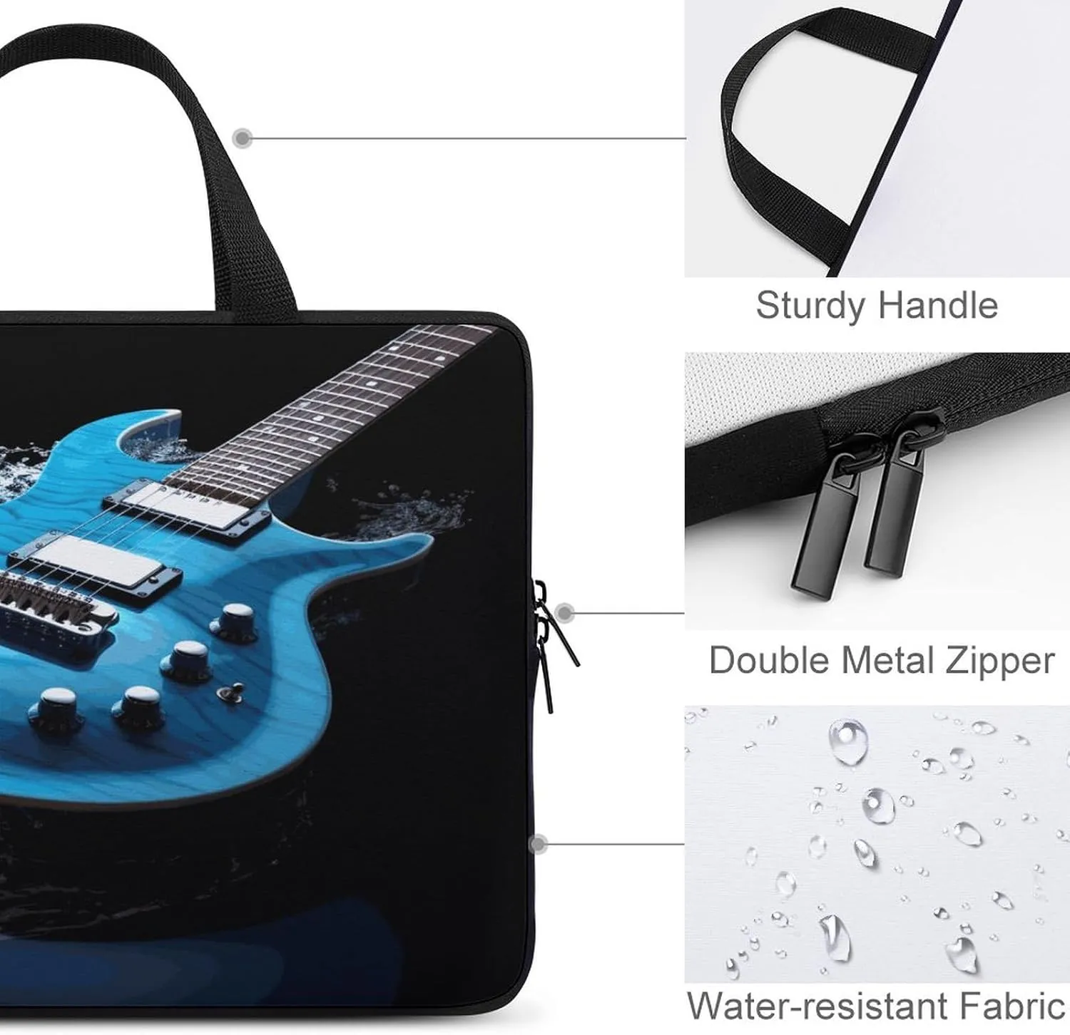 Laptop Bag Ultrathin Blue Guitar Printing Laptop Carrying Case Portability Messenger Bags For Work Travel