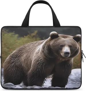 Laptop Bag Ultrathin Brown Bear Printing Laptop Carrying Case Portability Messenger Bags For Work Travel