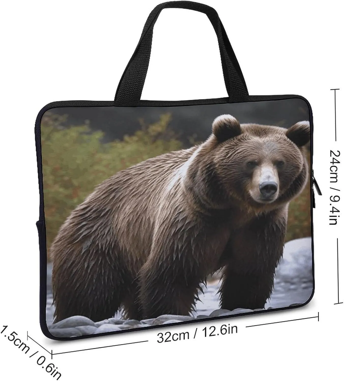 Laptop Bag Ultrathin Brown Bear Printing Laptop Carrying Case Portability Messenger Bags For Work Travel