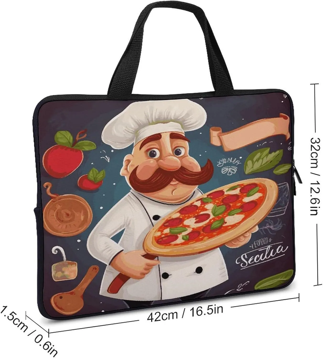 Laptop Bag Ultrathin Chef Pizza Printing Laptop Carrying Case Portability Messenger Bags For Work Travel