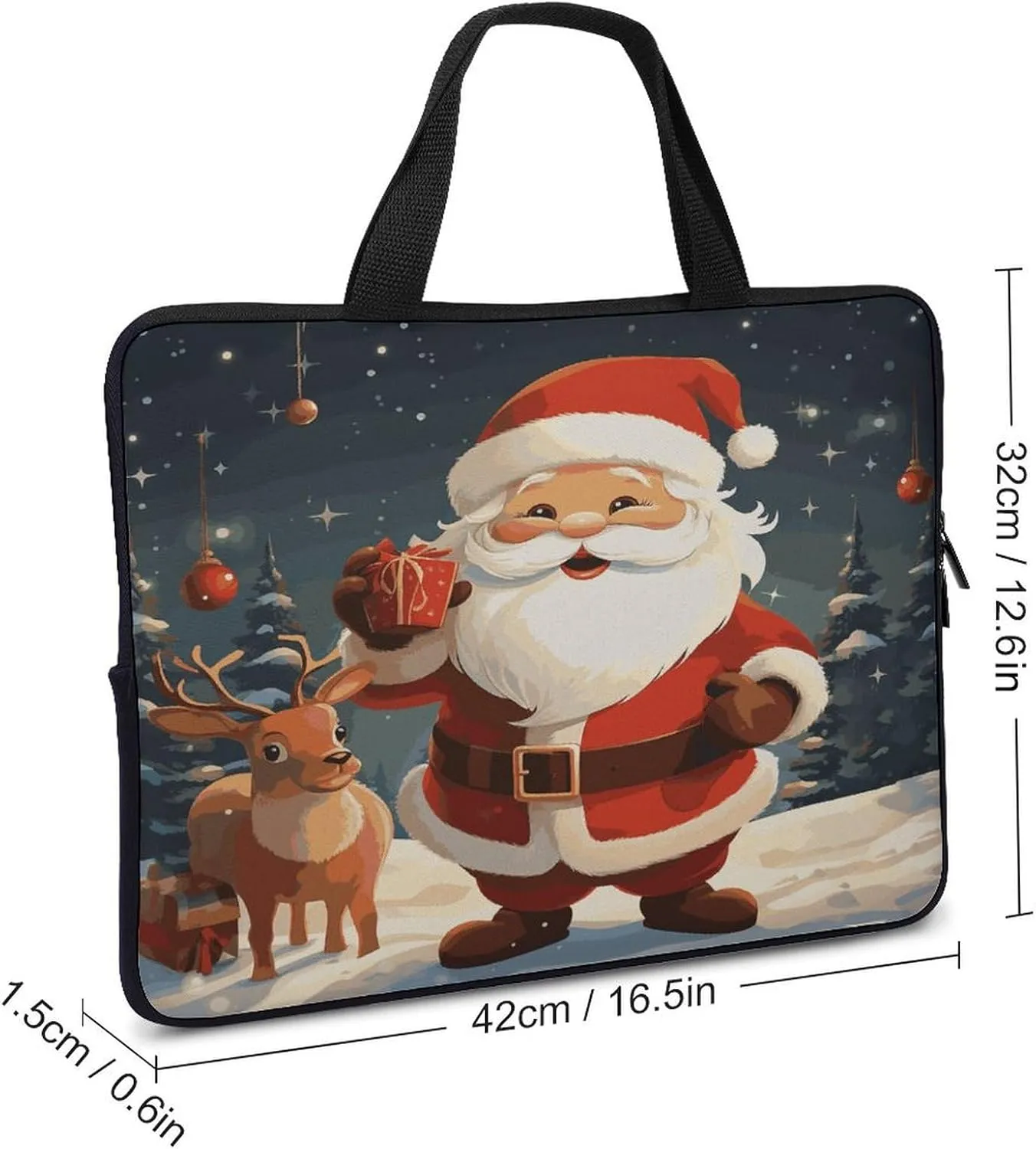 Laptop Bag Ultrathin Christmas Santa Claus Printing Laptop Carrying Case Portability Messenger Bags For Work Travel