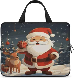 Laptop Bag Ultrathin Christmas Santa Claus Printing Laptop Carrying Case Portability Messenger Bags For Work Travel