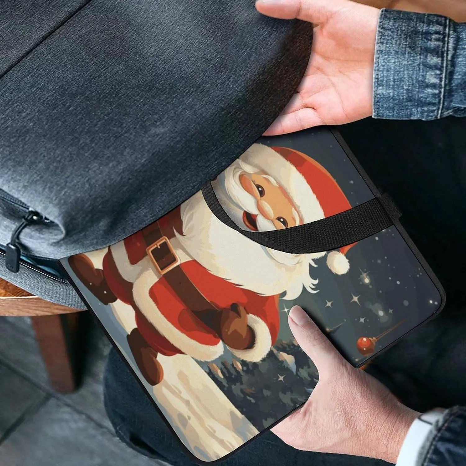 Laptop Bag Ultrathin Christmas Santa Claus Printing Laptop Carrying Case Portability Messenger Bags For Work Travel