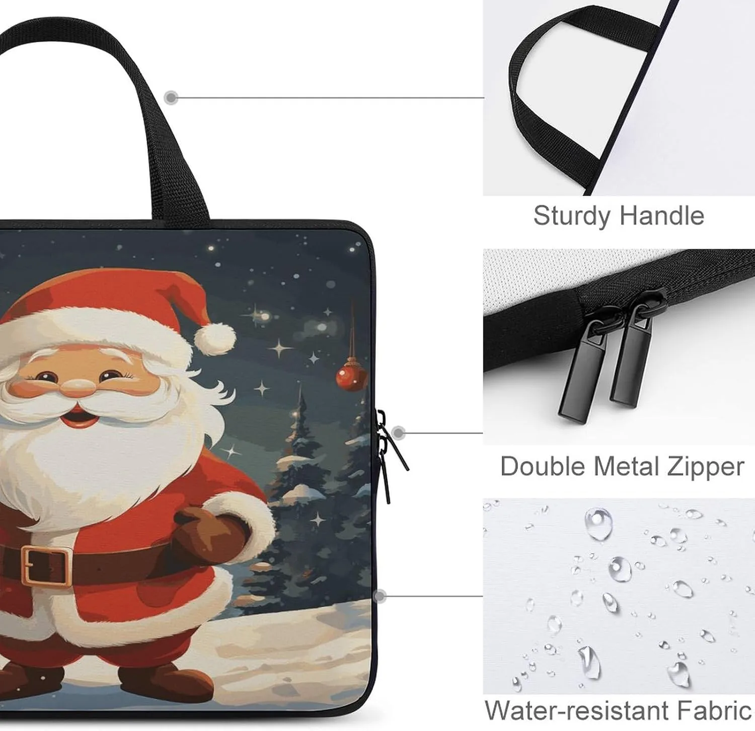 Laptop Bag Ultrathin Christmas Santa Claus Printing Laptop Carrying Case Portability Messenger Bags For Work Travel