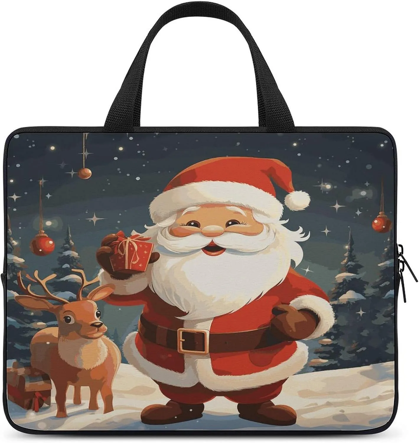 Laptop Bag Ultrathin Christmas Santa Claus Printing Laptop Carrying Case Portability Messenger Bags For Work Travel