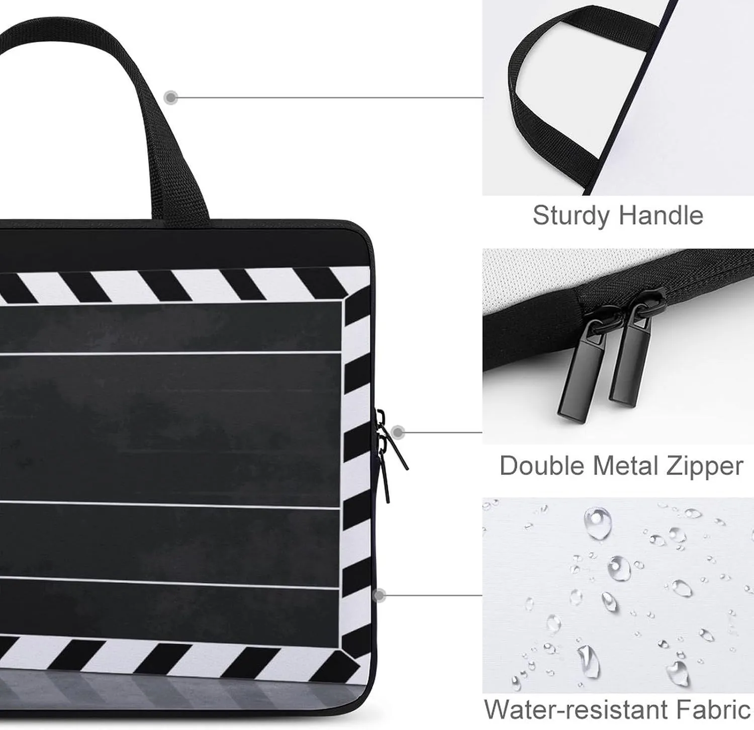 Laptop Bag Ultrathin Classic Movie Clapboard Black Printing Laptop Carrying Case Portability Messenger Bags For Work Travel