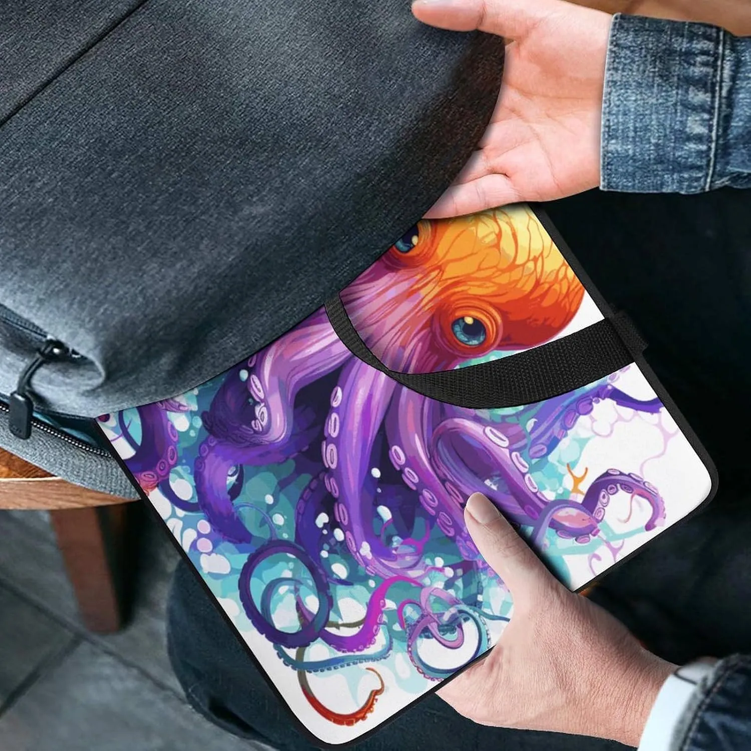 Laptop Bag Ultrathin Colorful Octopus Printing Laptop Carrying Case Portability Messenger Bags For Work Travel
