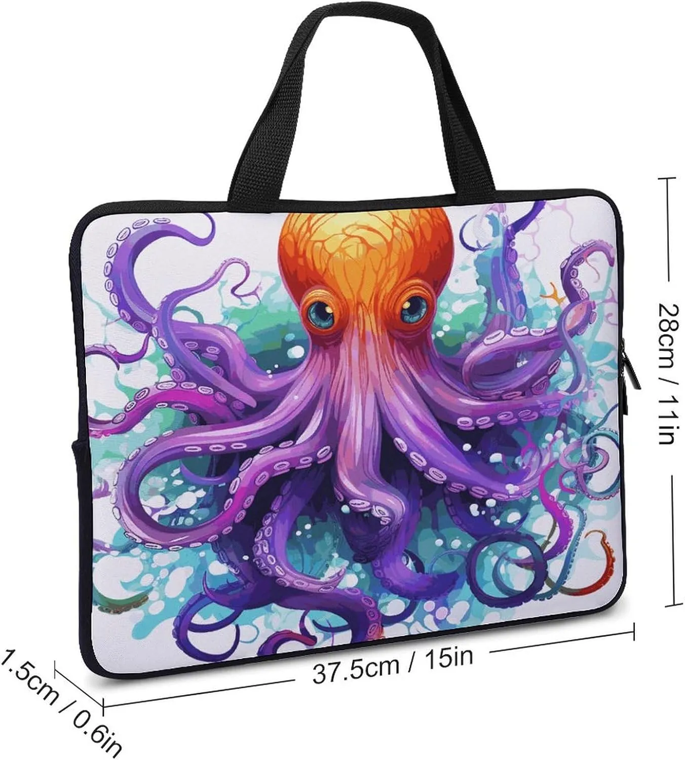 Laptop Bag Ultrathin Colorful Octopus Printing Laptop Carrying Case Portability Messenger Bags For Work Travel