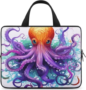 Laptop Bag Ultrathin Colorful Octopus Printing Laptop Carrying Case Portability Messenger Bags For Work Travel