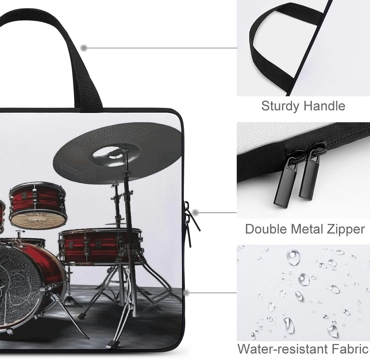 Laptop Bag Ultrathin Cool Drum Set Printing Laptop Carrying Case Portability Messenger Bags For Work Travel