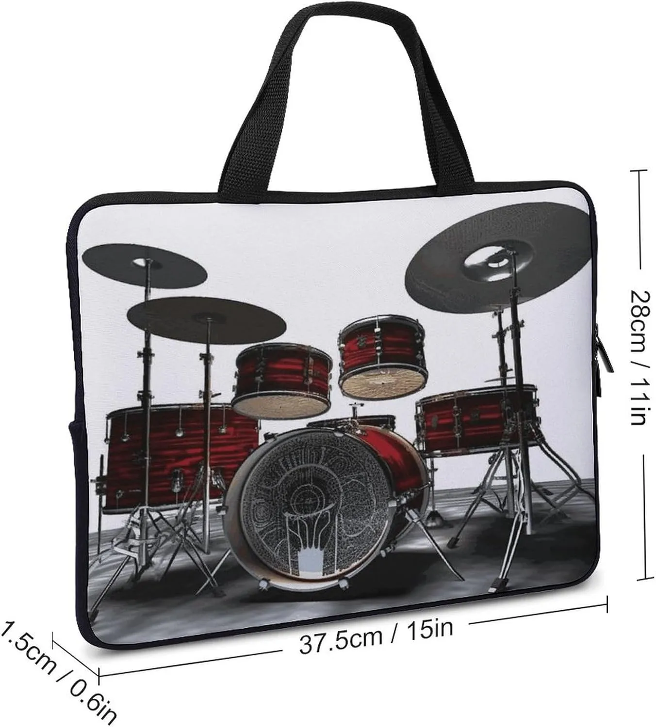 Laptop Bag Ultrathin Cool Drum Set Printing Laptop Carrying Case Portability Messenger Bags For Work Travel
