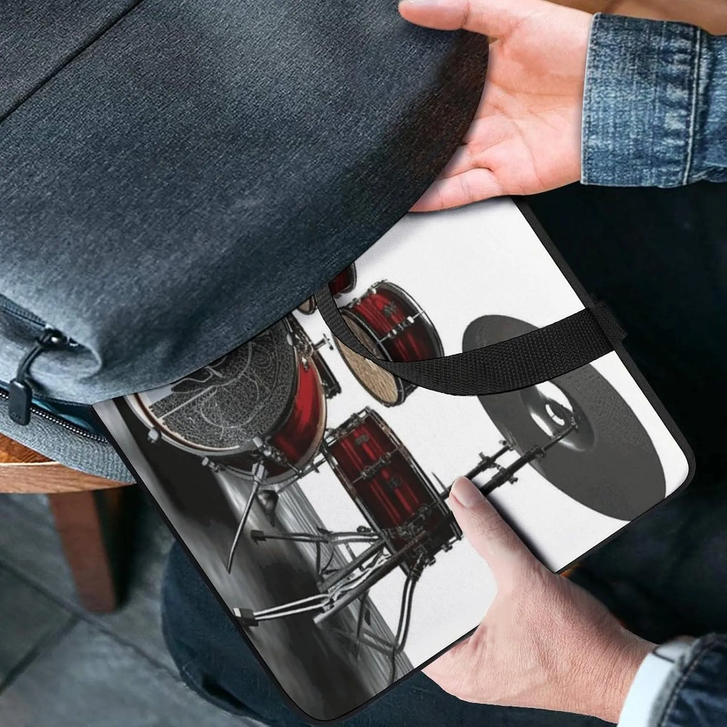 Laptop Bag Ultrathin Cool Drum Set Printing Laptop Carrying Case Portability Messenger Bags For Work Travel