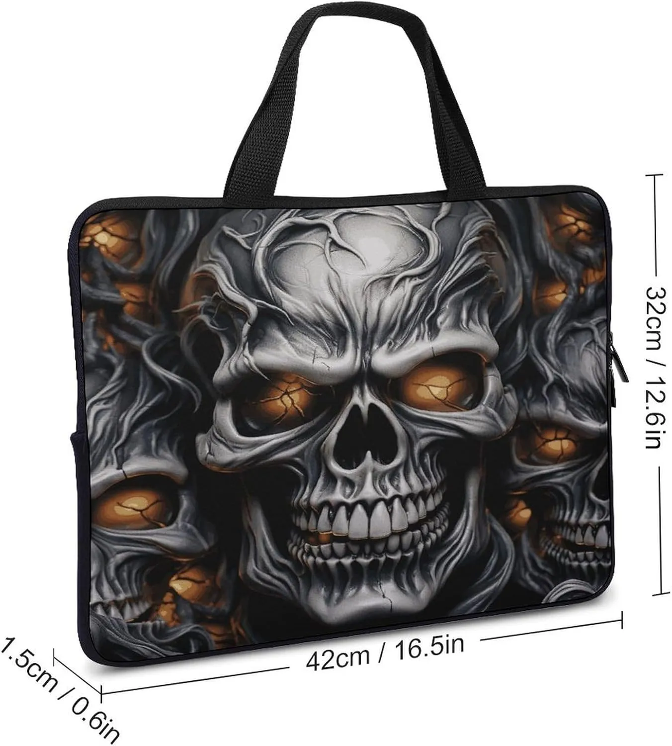 Laptop Bag Ultrathin Cool Evil Skull Printing Laptop Carrying Case Portability Messenger Bags For Work Travel