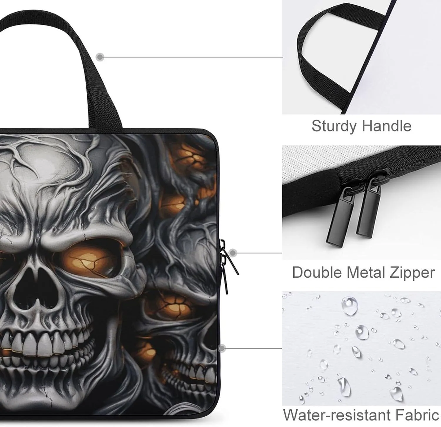 Laptop Bag Ultrathin Cool Evil Skull Printing Laptop Carrying Case Portability Messenger Bags For Work Travel