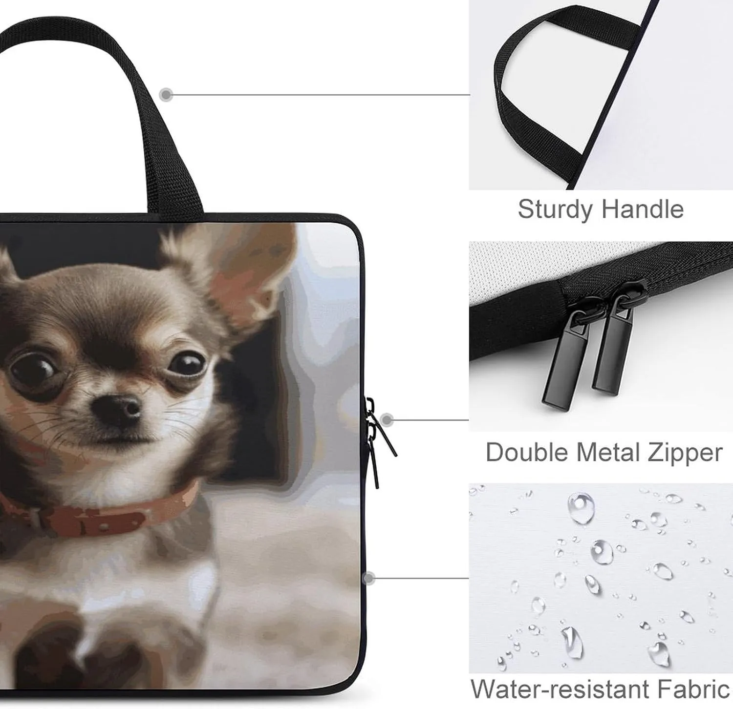 Laptop Bag Ultrathin Cute Chihuahua Printing Laptop Carrying Case Portability Messenger Bags For Work Travel