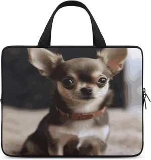 Laptop Bag Ultrathin Cute Chihuahua Printing Laptop Carrying Case Portability Messenger Bags For Work Travel