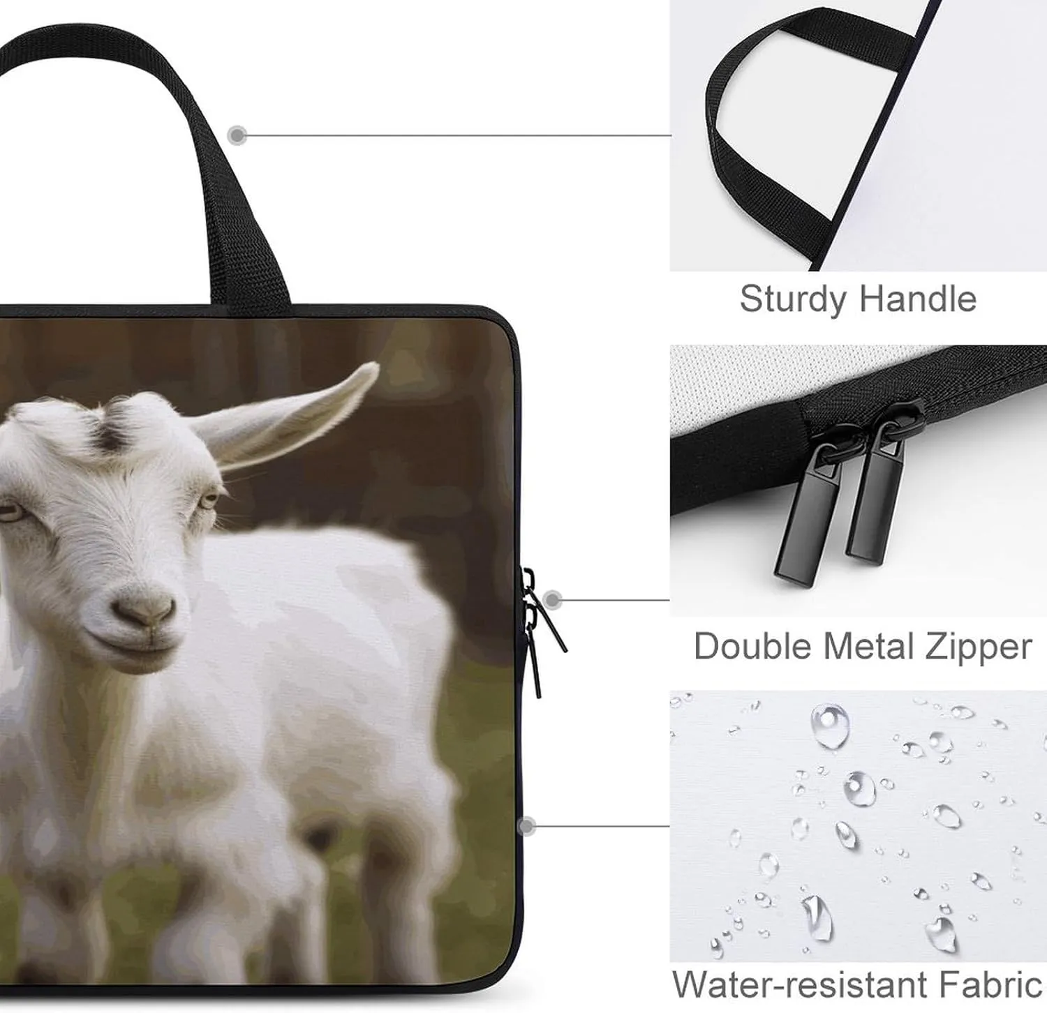 Laptop Bag Ultrathin Cute Goat Printing Laptop Carrying Case Portability Messenger Bags For Work Travel