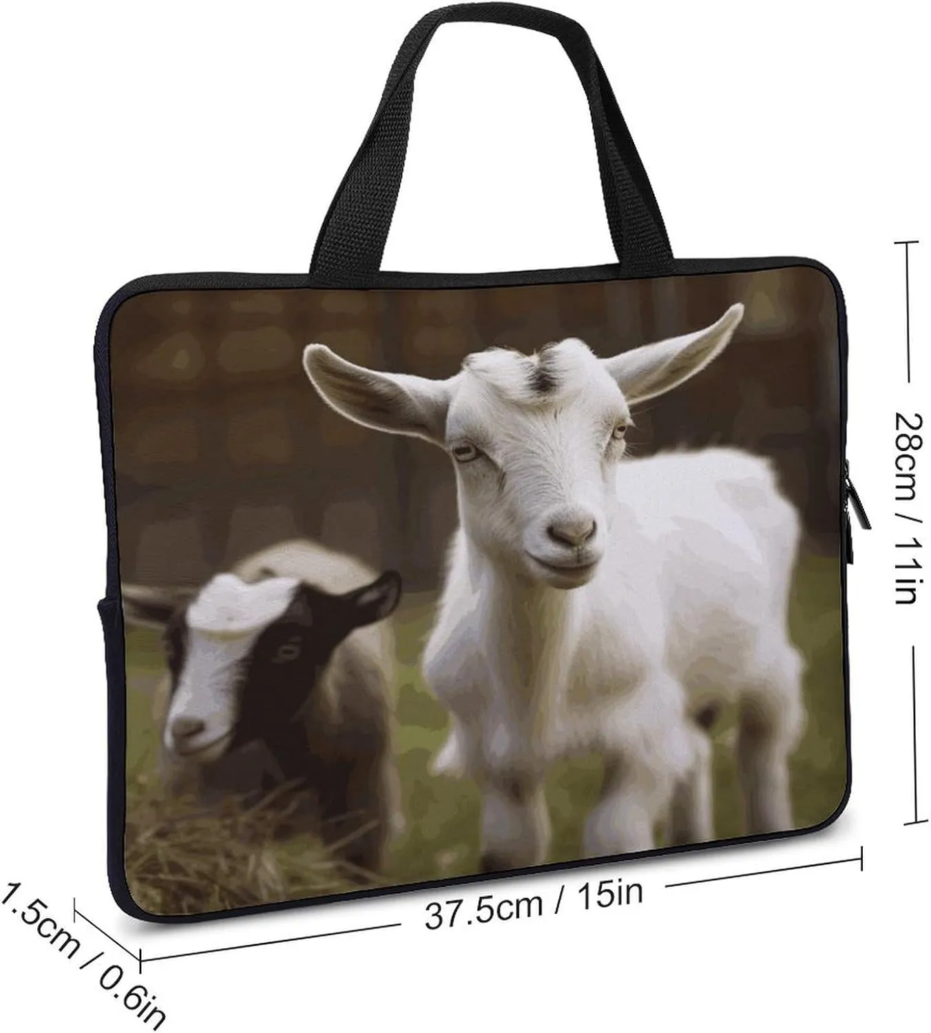 Laptop Bag Ultrathin Cute Goat Printing Laptop Carrying Case Portability Messenger Bags For Work Travel