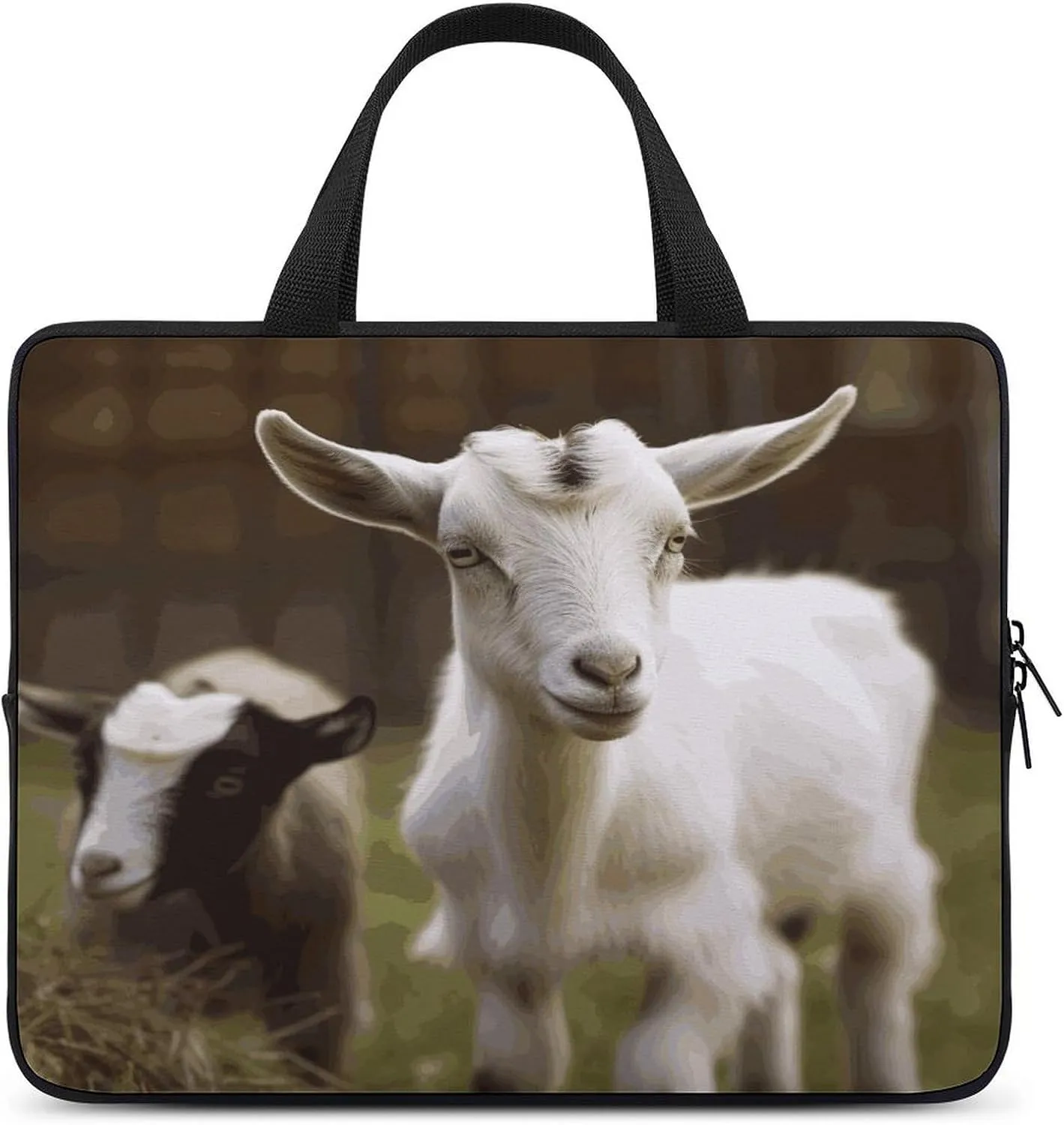 Laptop Bag Ultrathin Cute Goat Printing Laptop Carrying Case Portability Messenger Bags For Work Travel