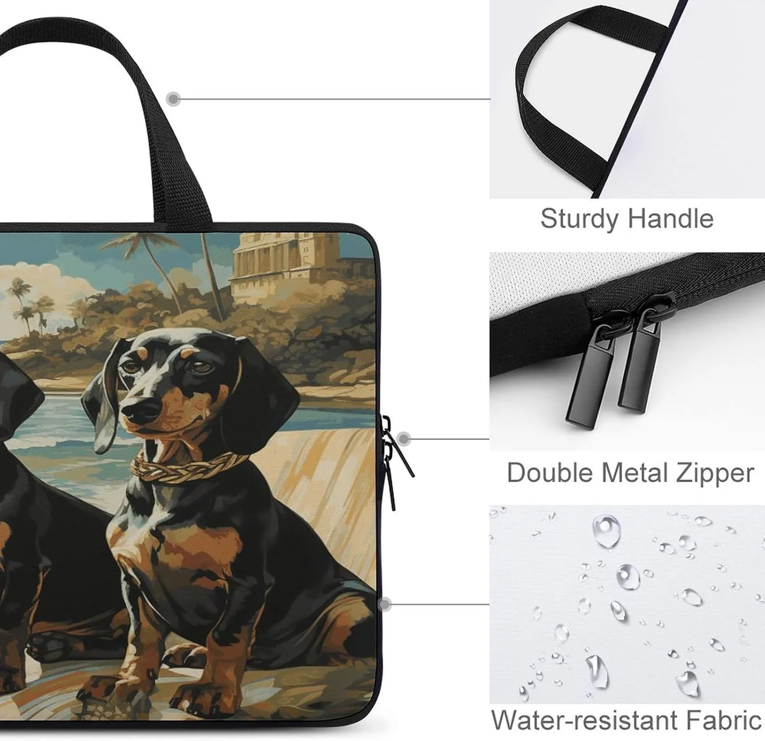 Laptop Bag Ultrathin Dachshund Dog Bento Printing Laptop Carrying Case Portability Messenger Bags For Work Travel