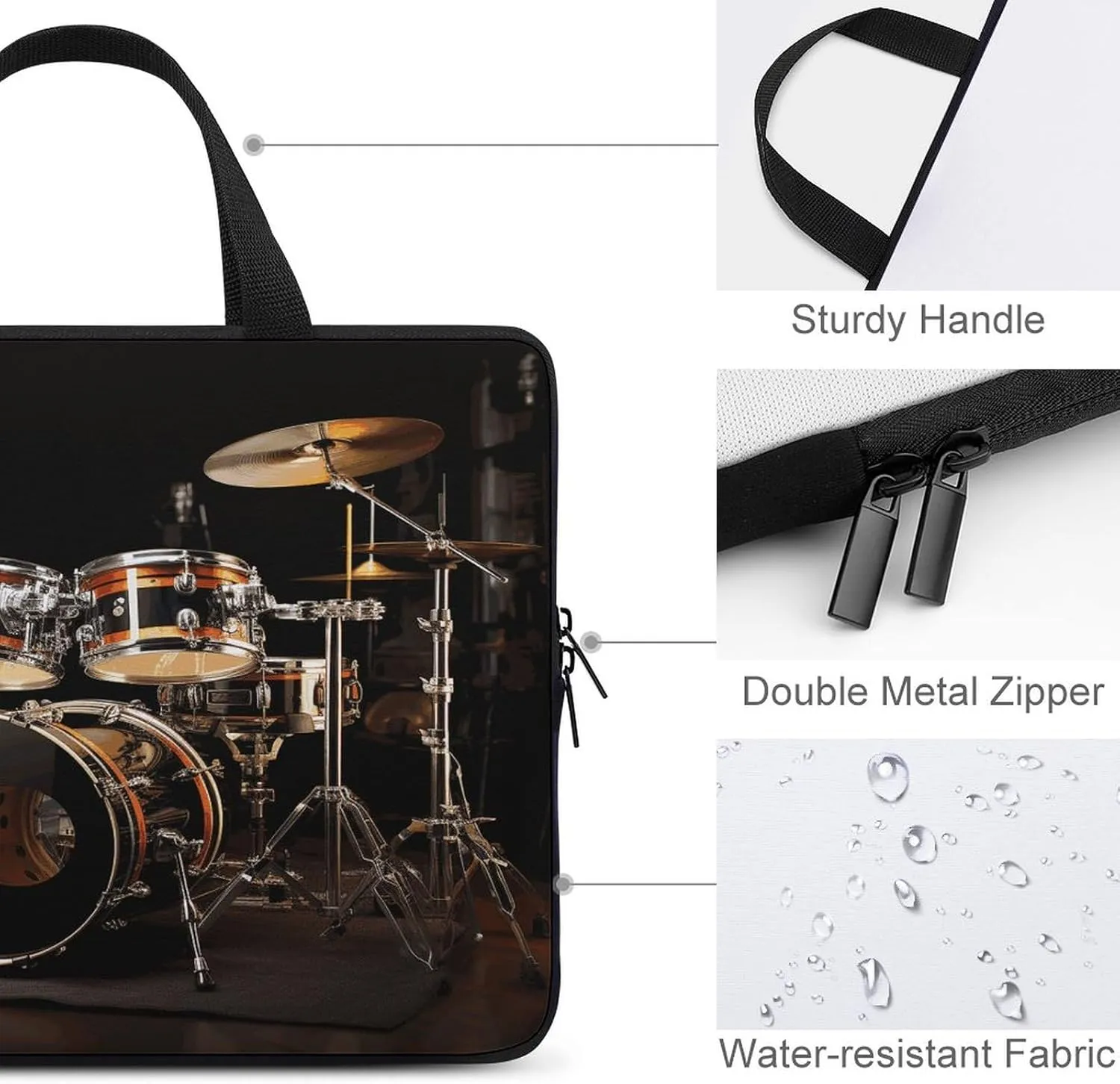 Laptop Bag Ultrathin Drum Set Printing Laptop Carrying Case Portability Messenger Bags For Work Travel
