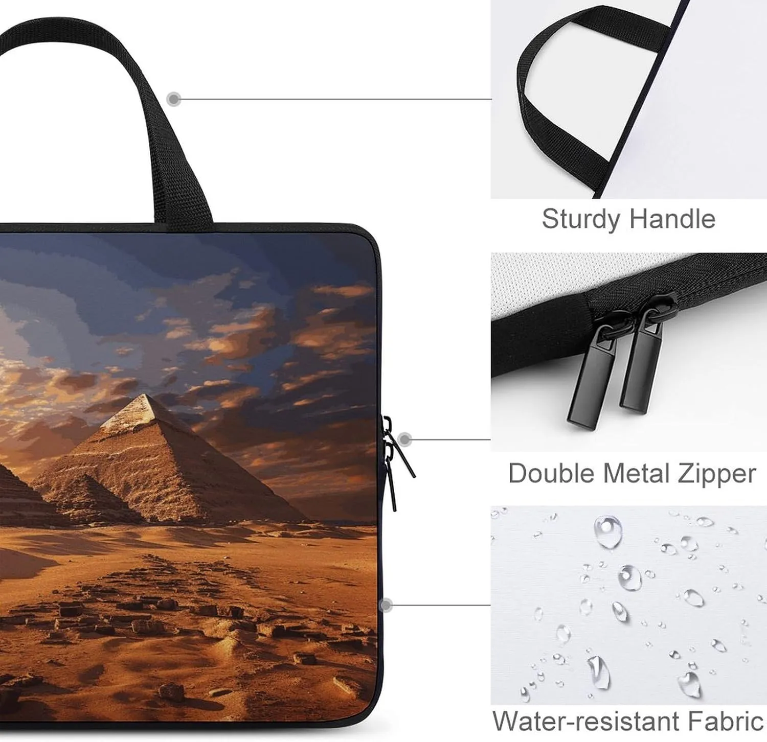 Laptop Bag Ultrathin Egyptian Pyramids Printing Laptop Carrying Case Portability Messenger Bags For Work Travel