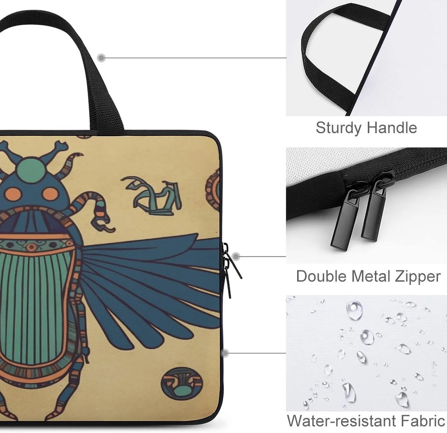 Laptop Bag Ultrathin Egyptian Scarab Printing Laptop Carrying Case Portability Messenger Bags For Work Travel