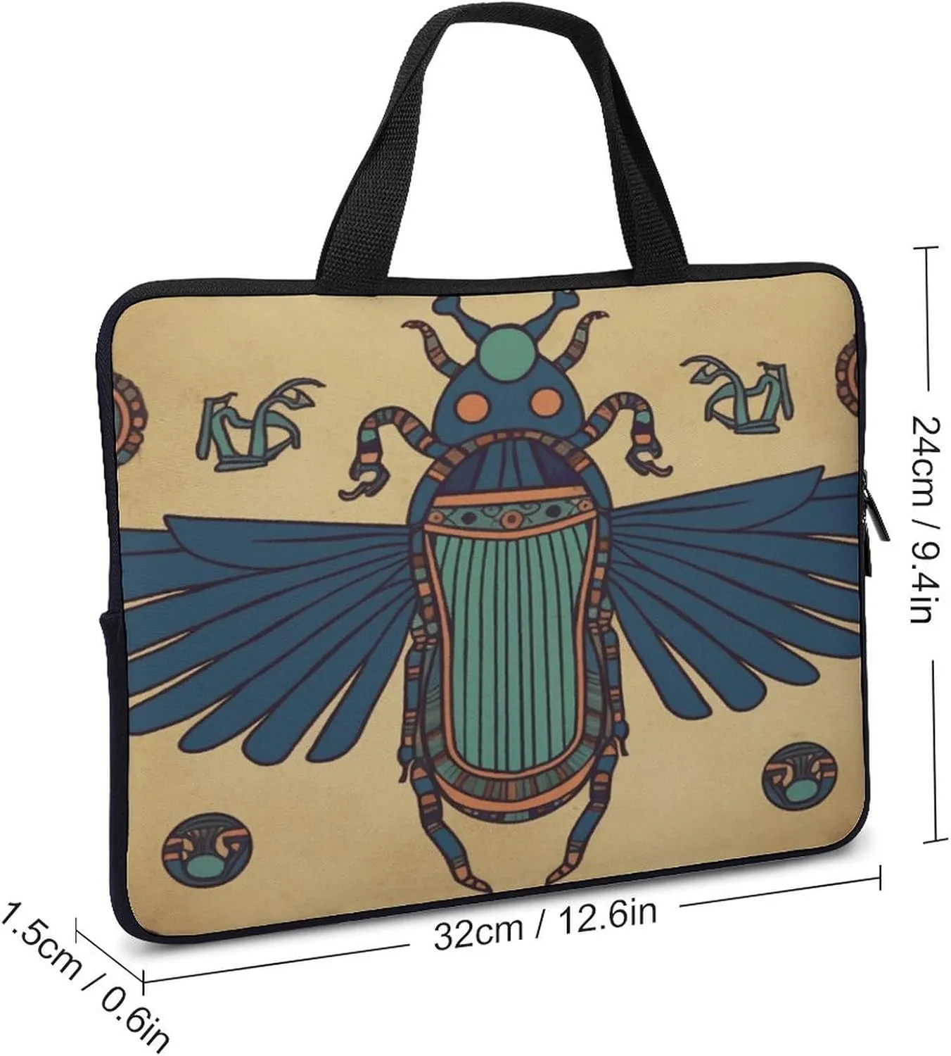 Laptop Bag Ultrathin Egyptian Scarab Printing Laptop Carrying Case Portability Messenger Bags For Work Travel