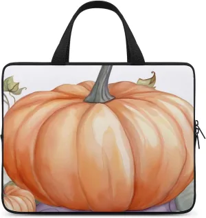 Laptop Bag Ultrathin Fall Watercolor Pumpkins Printing Laptop Carrying Case Portability Messenger Bags For Work Travel
