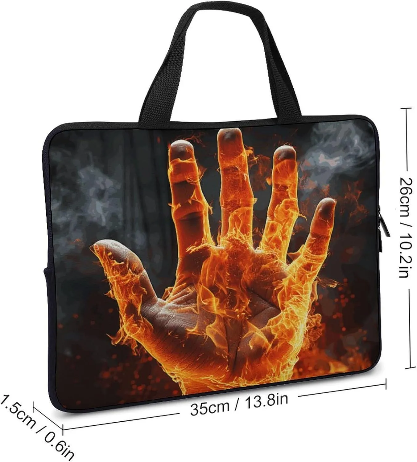 Laptop Bag Ultrathin Fire Flame Hand Printing Laptop Carrying Case Portability Messenger Bags For Work Travel
