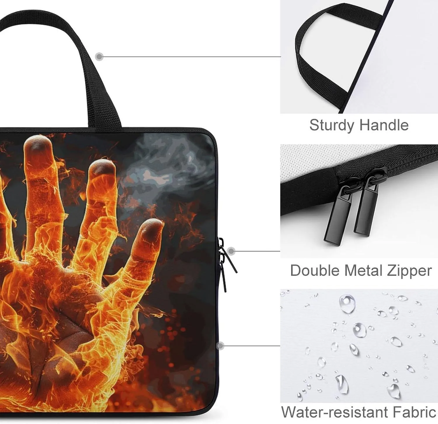 Laptop Bag Ultrathin Fire Flame Hand Printing Laptop Carrying Case Portability Messenger Bags For Work Travel