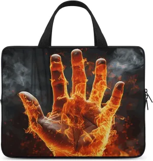 Laptop Bag Ultrathin Fire Flame Hand Printing Laptop Carrying Case Portability Messenger Bags For Work Travel