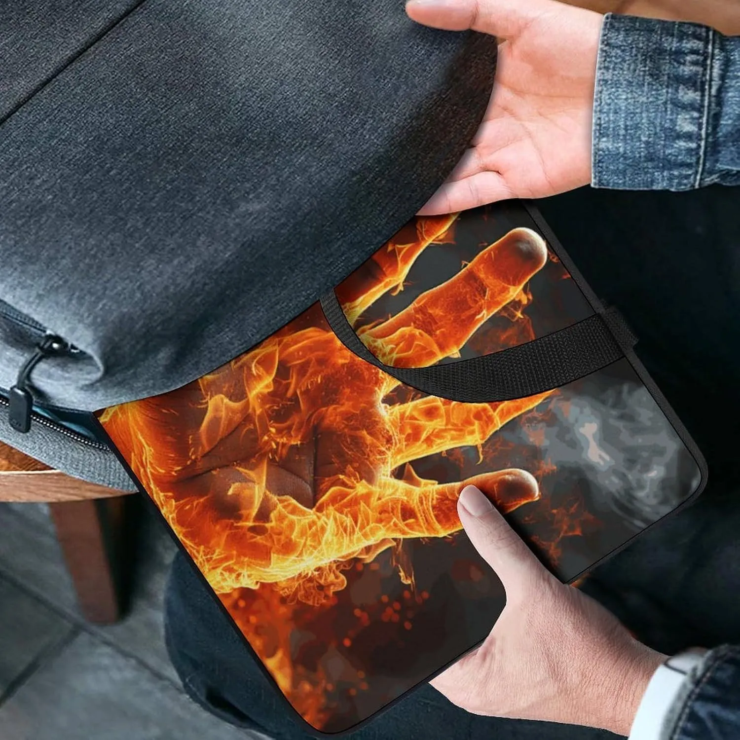 Laptop Bag Ultrathin Fire Flame Hand Printing Laptop Carrying Case Portability Messenger Bags For Work Travel