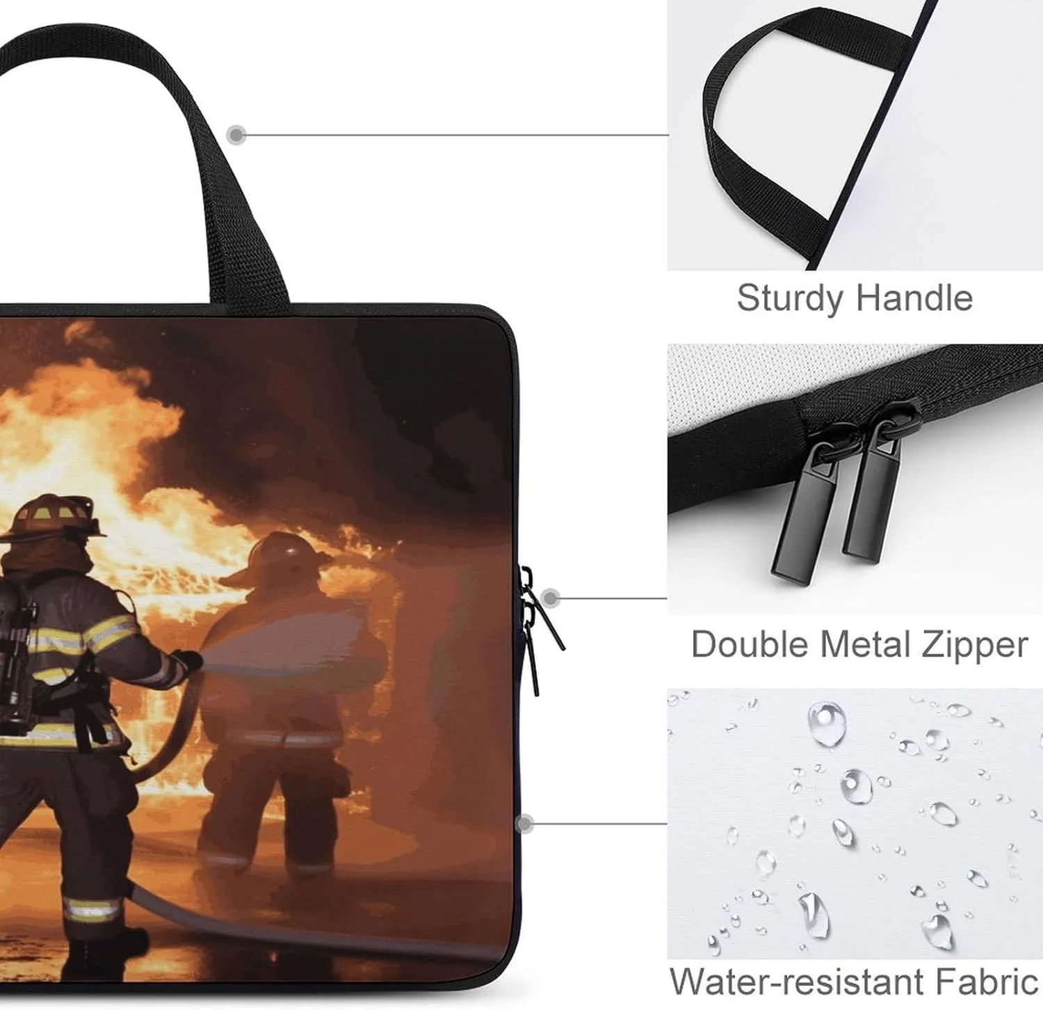 Laptop Bag Ultrathin Firefighter Fireman Flame Printing Laptop Carrying Case Portability Messenger Bags For Work Travel