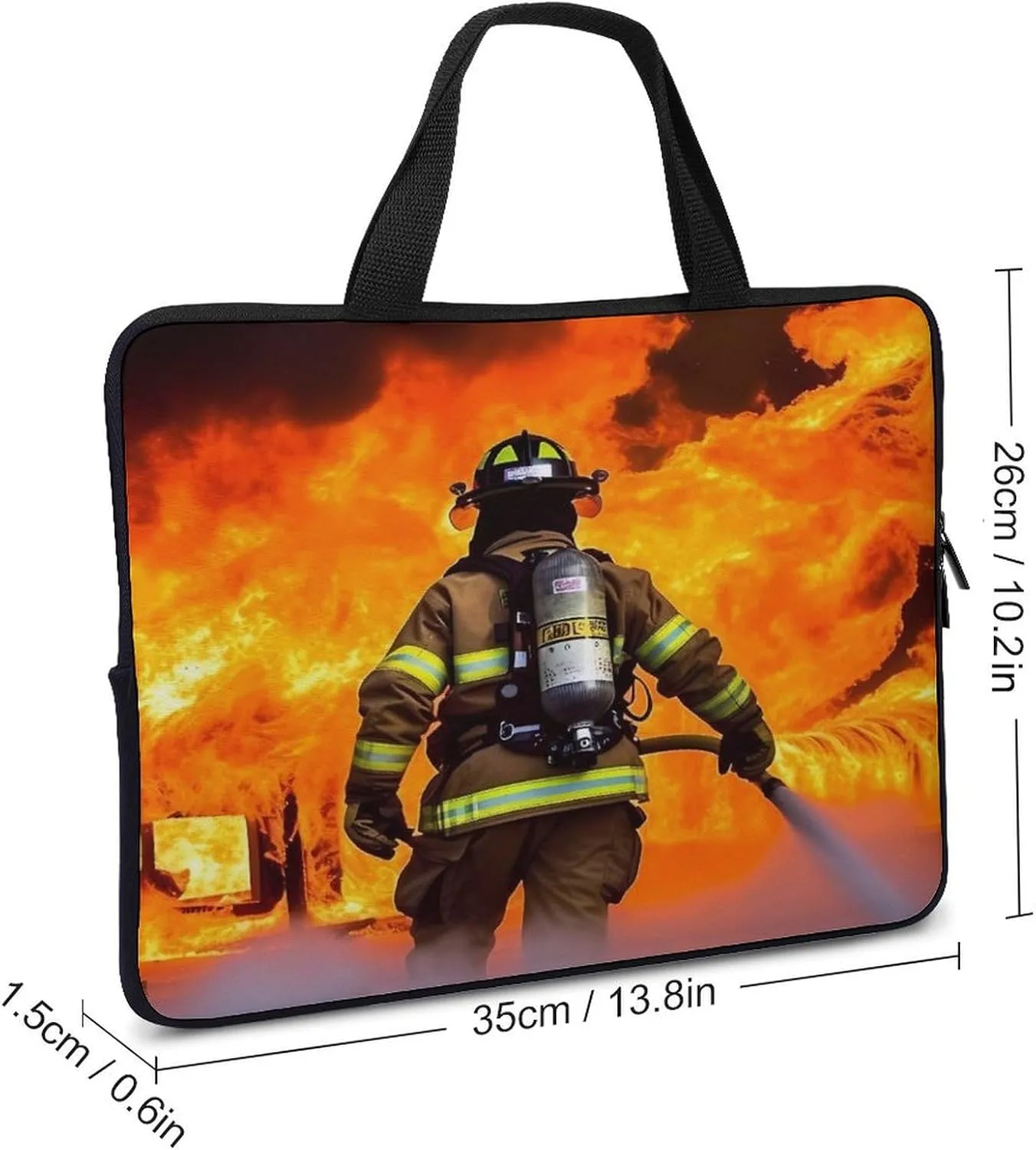 Laptop Bag Ultrathin Firefighter Fireman Flame Printing Laptop Carrying Case Portability Messenger Bags For Work Travel