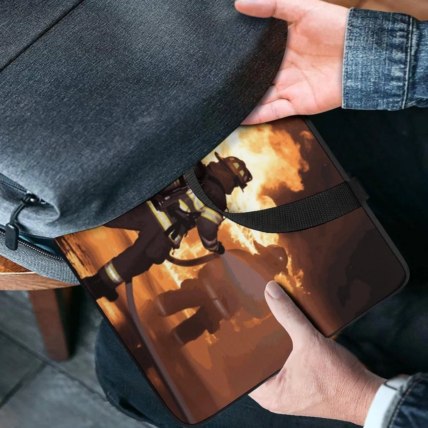 Laptop Bag Ultrathin Firefighter Fireman Flame Printing Laptop Carrying Case Portability Messenger Bags For Work Travel