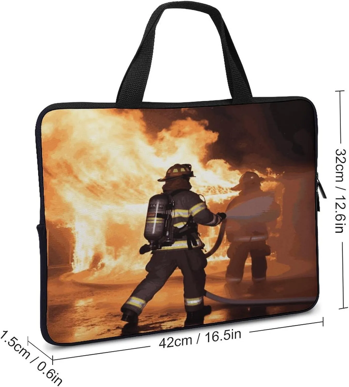 Laptop Bag Ultrathin Firefighter Fireman Flame Printing Laptop Carrying Case Portability Messenger Bags For Work Travel