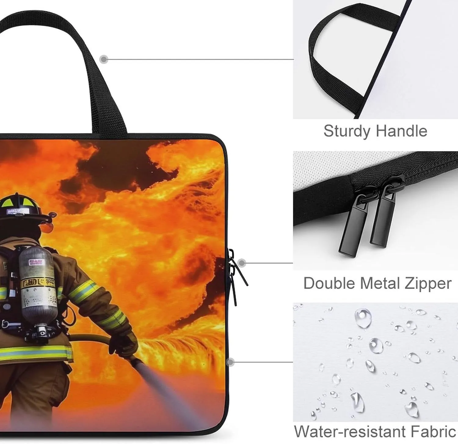 Laptop Bag Ultrathin Firefighter Fireman Flame Printing Laptop Carrying Case Portability Messenger Bags For Work Travel