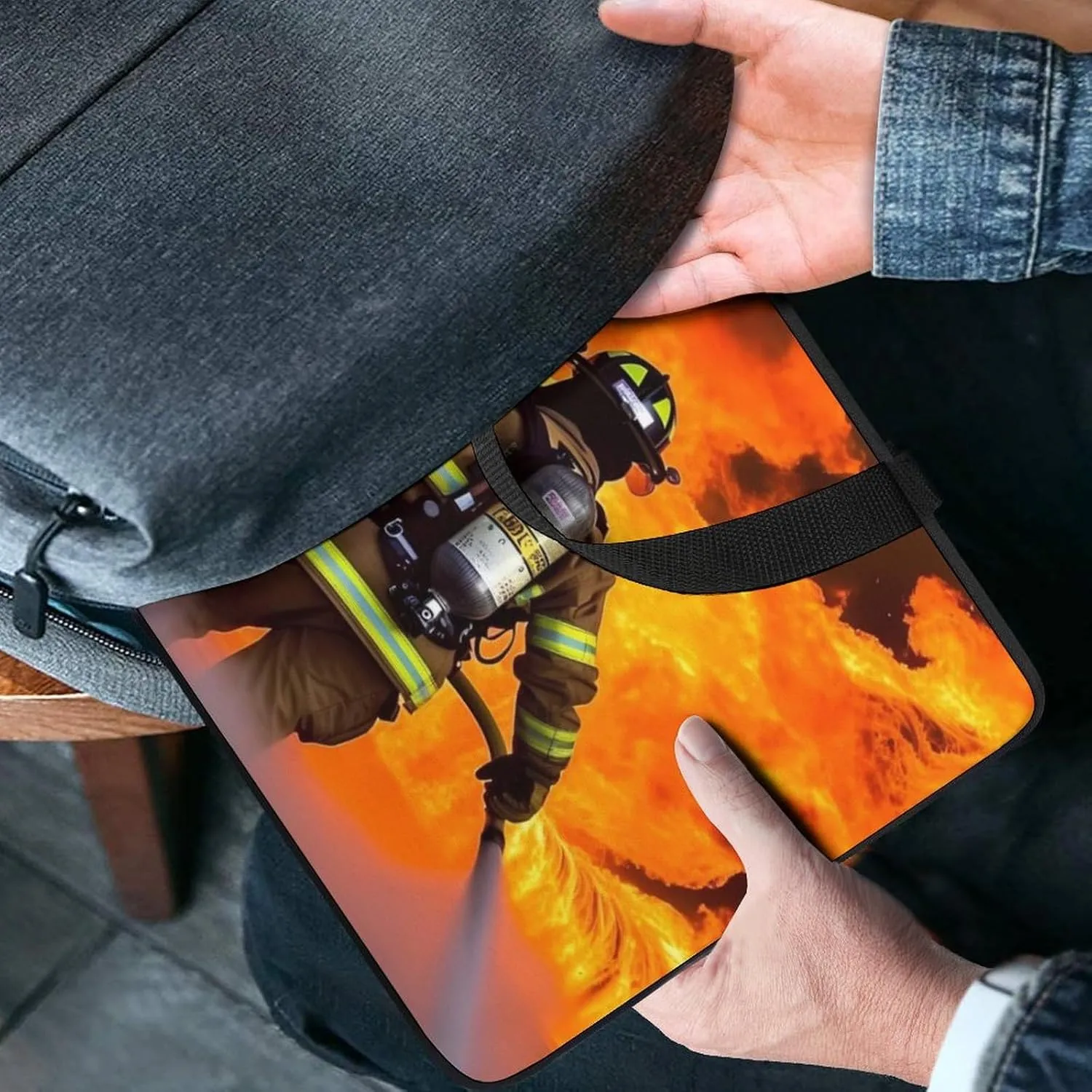 Laptop Bag Ultrathin Firefighter Fireman Flame Printing Laptop Carrying Case Portability Messenger Bags For Work Travel