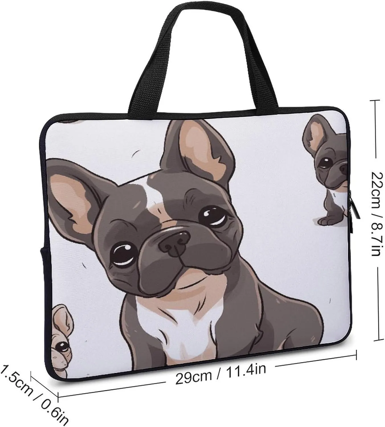 Laptop Bag Ultrathin French Bulldog Printing Laptop Carrying Case Portability Messenger Bags For Work Travel