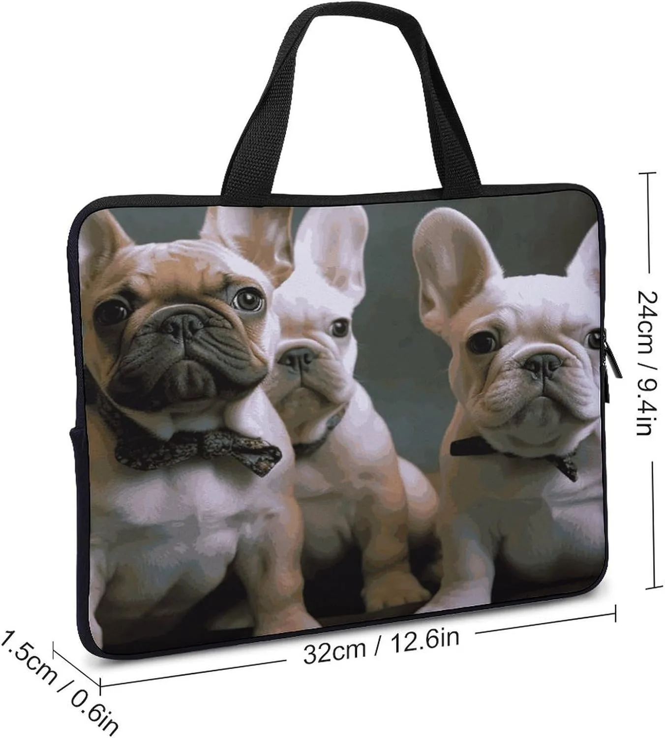 Laptop Bag Ultrathin French Bulldog Puppies Printing Laptop Carrying Case Portability Messenger Bags For Work Travel