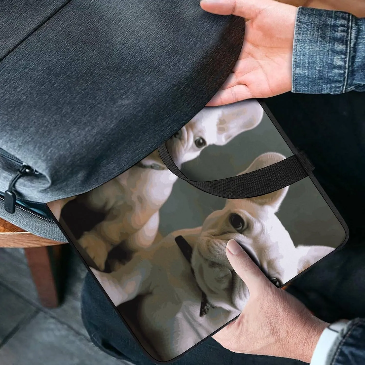Laptop Bag Ultrathin French Bulldog Puppies Printing Laptop Carrying Case Portability Messenger Bags For Work Travel