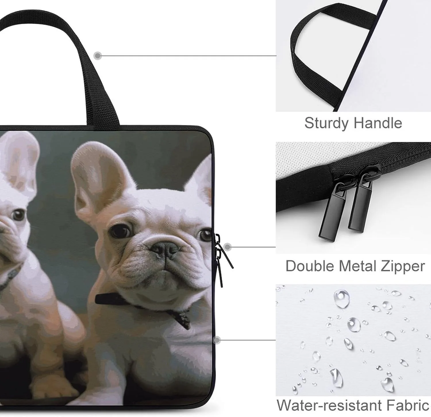 Laptop Bag Ultrathin French Bulldog Puppies Printing Laptop Carrying Case Portability Messenger Bags For Work Travel