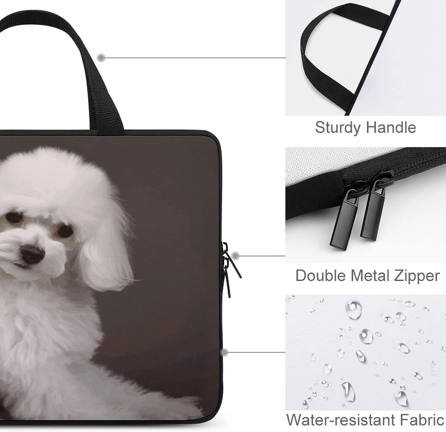 Laptop Bag Ultrathin French Poodle Printing Laptop Carrying Case Portability Messenger Bags For Work Travel