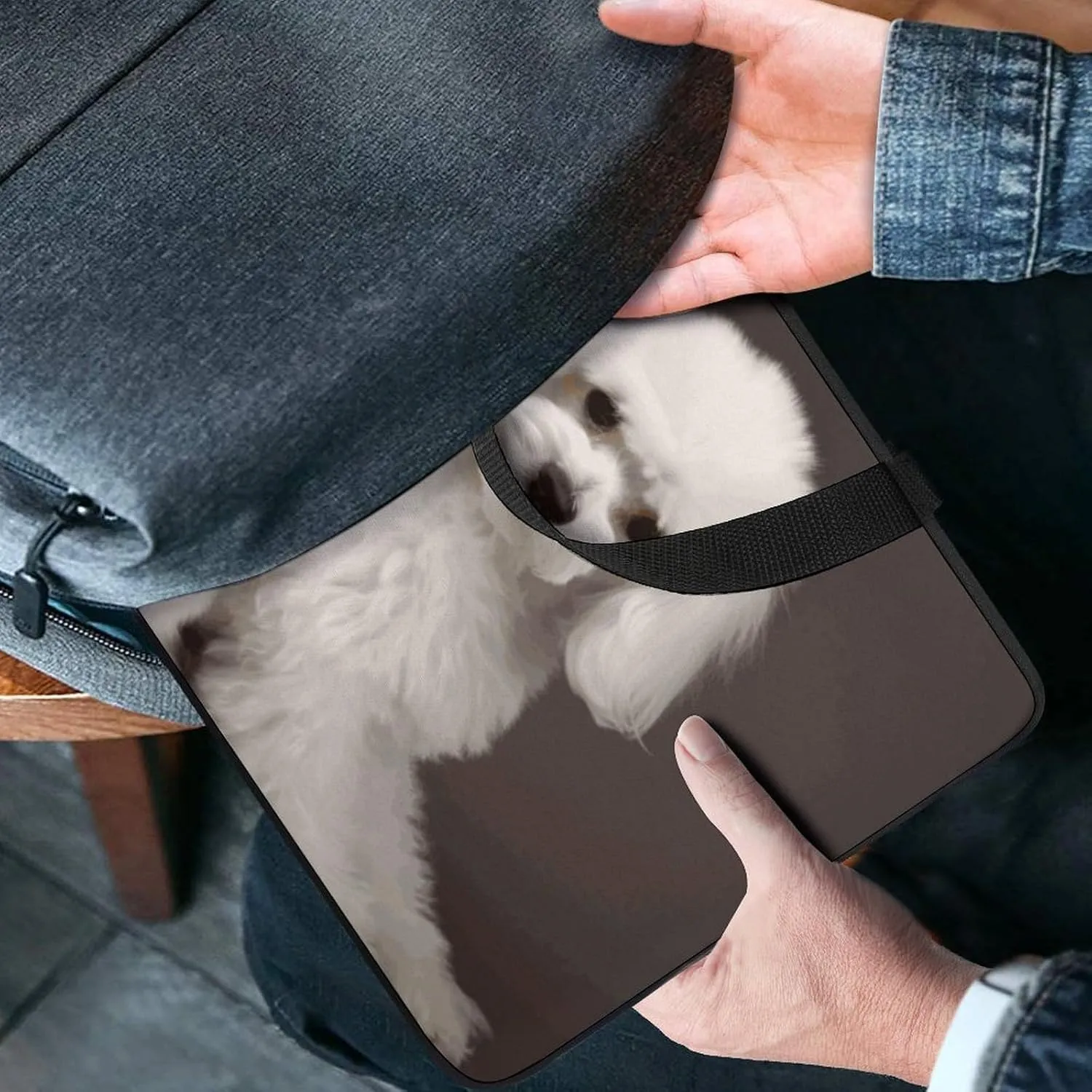 Laptop Bag Ultrathin French Poodle Printing Laptop Carrying Case Portability Messenger Bags For Work Travel