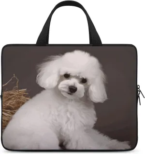 Laptop Bag Ultrathin French Poodle Printing Laptop Carrying Case Portability Messenger Bags For Work Travel