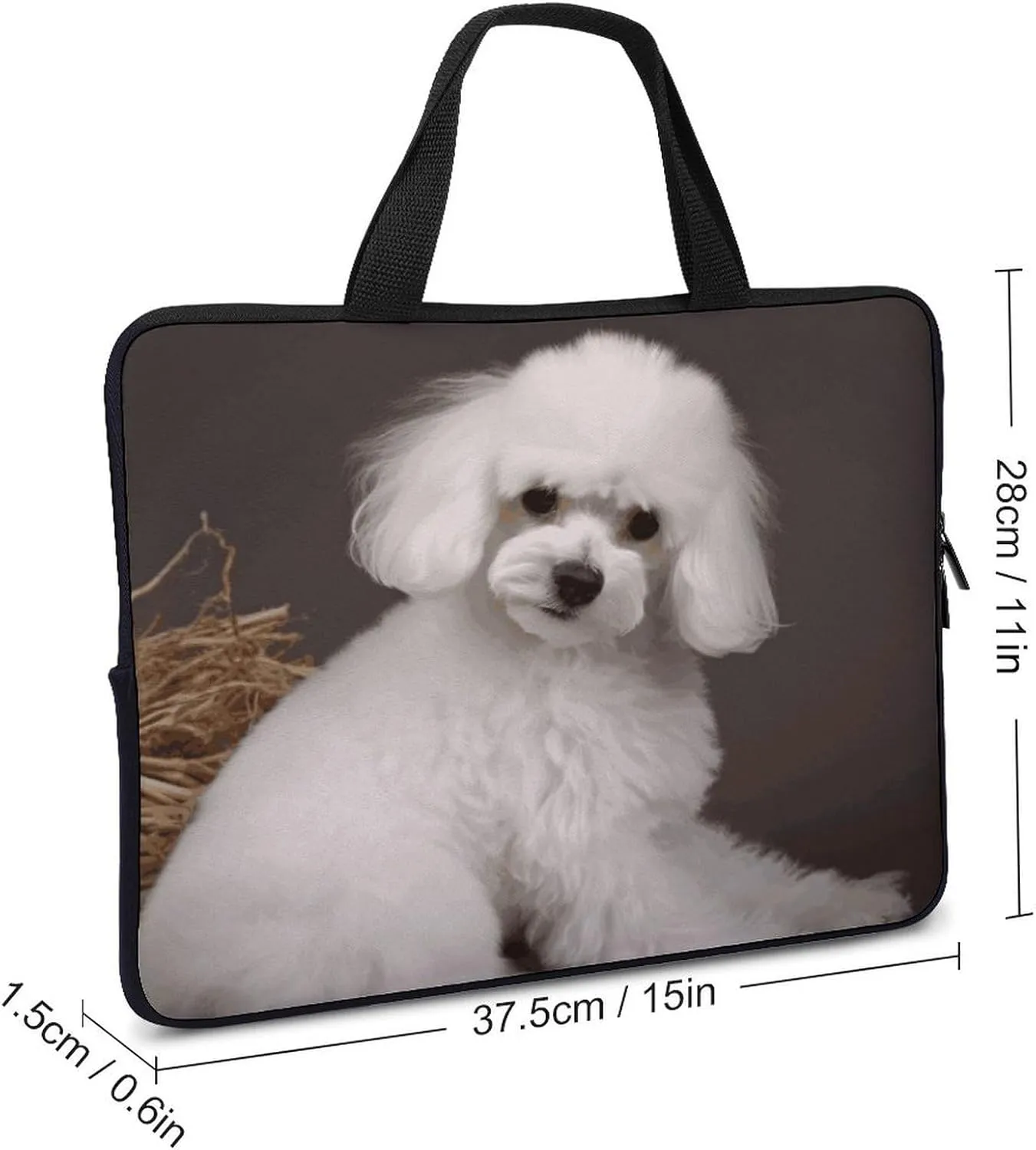 Laptop Bag Ultrathin French Poodle Printing Laptop Carrying Case Portability Messenger Bags For Work Travel