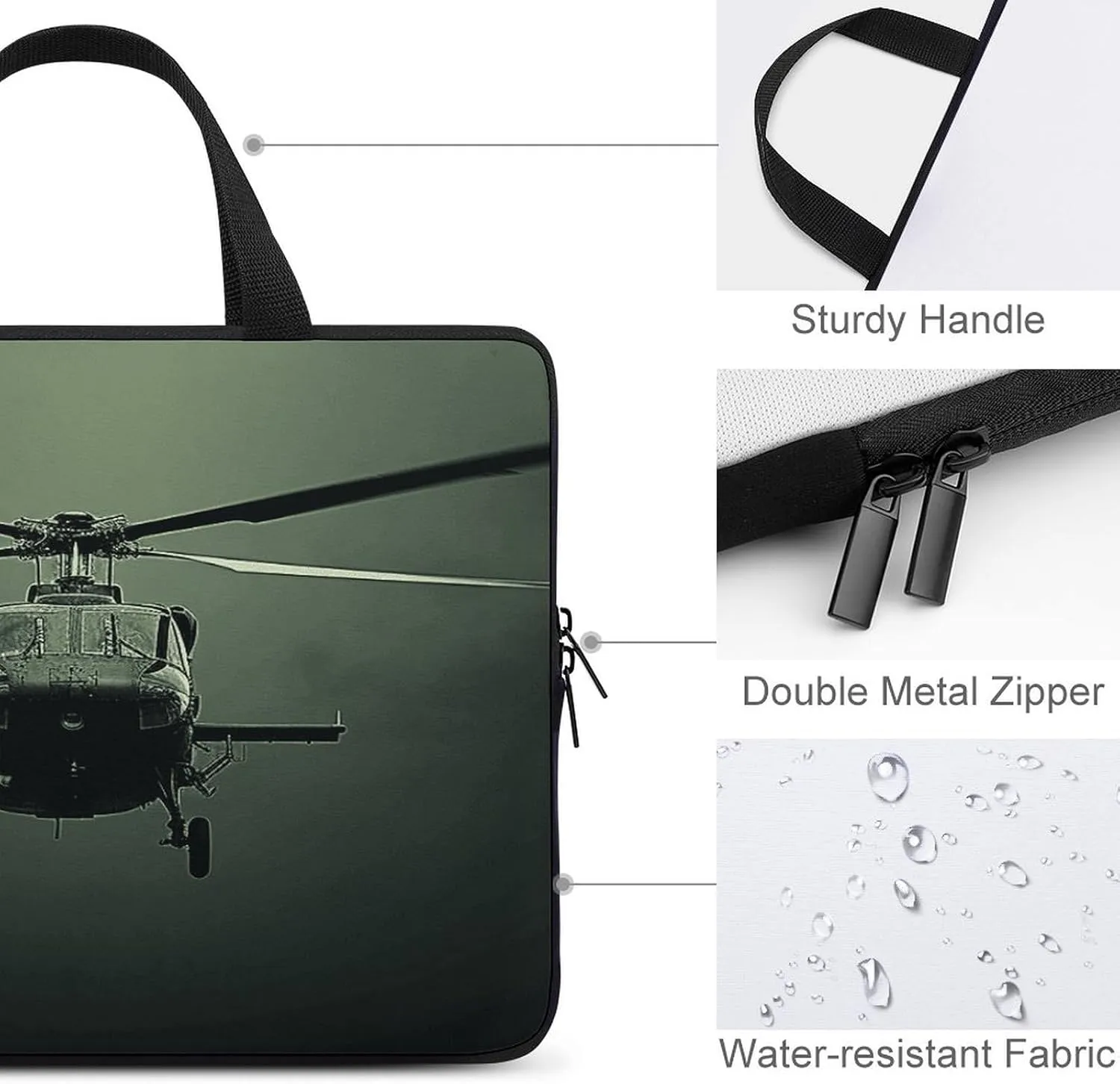 Laptop Bag Ultrathin Helicopter Printing Laptop Carrying Case Portability Messenger Bags For Work Travel