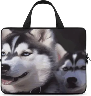 Laptop Bag Ultrathin Husky Dog Printing Laptop Carrying Case Portability Messenger Bags For Work Travel