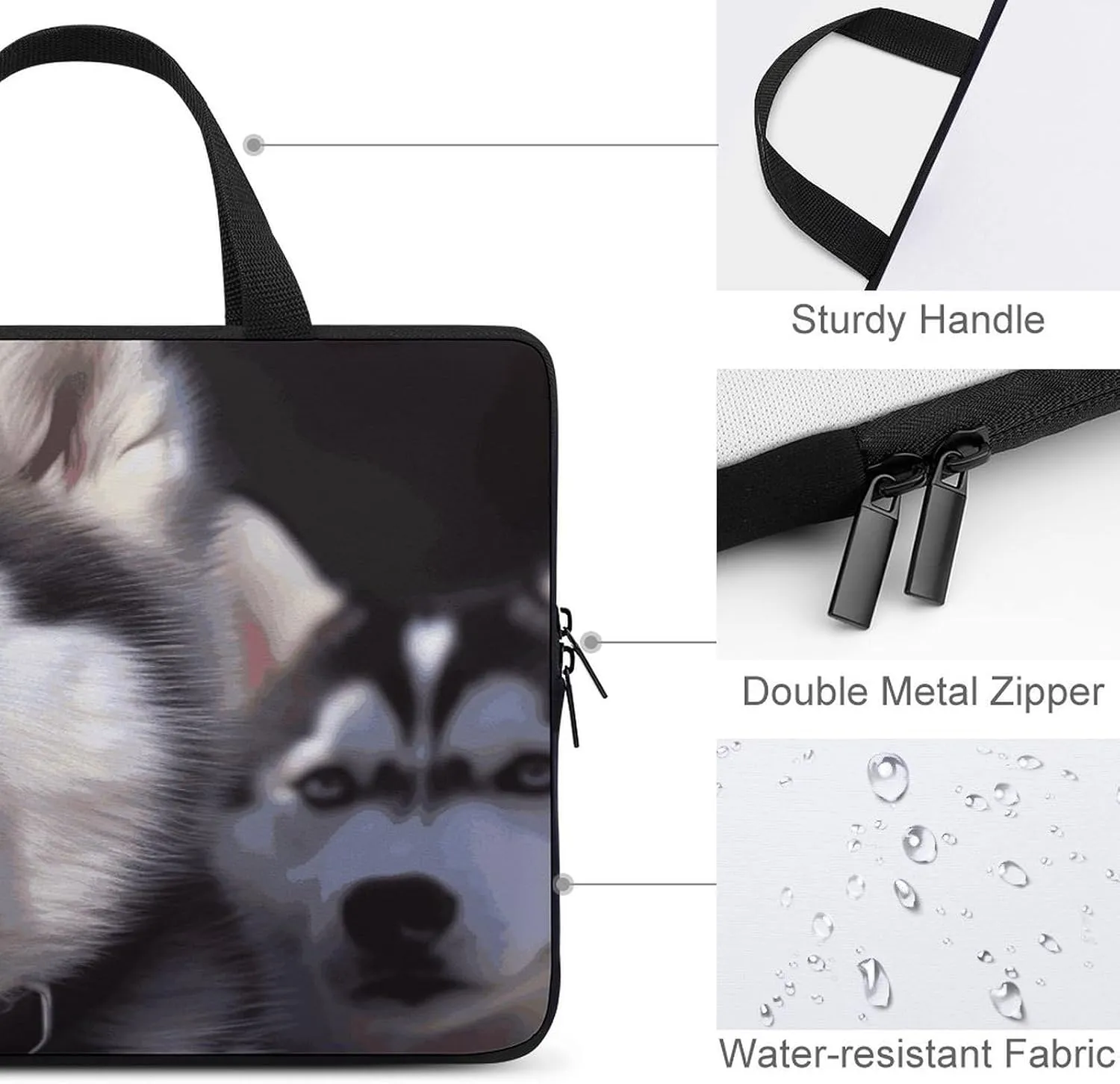 Laptop Bag Ultrathin Husky Dog Printing Laptop Carrying Case Portability Messenger Bags For Work Travel